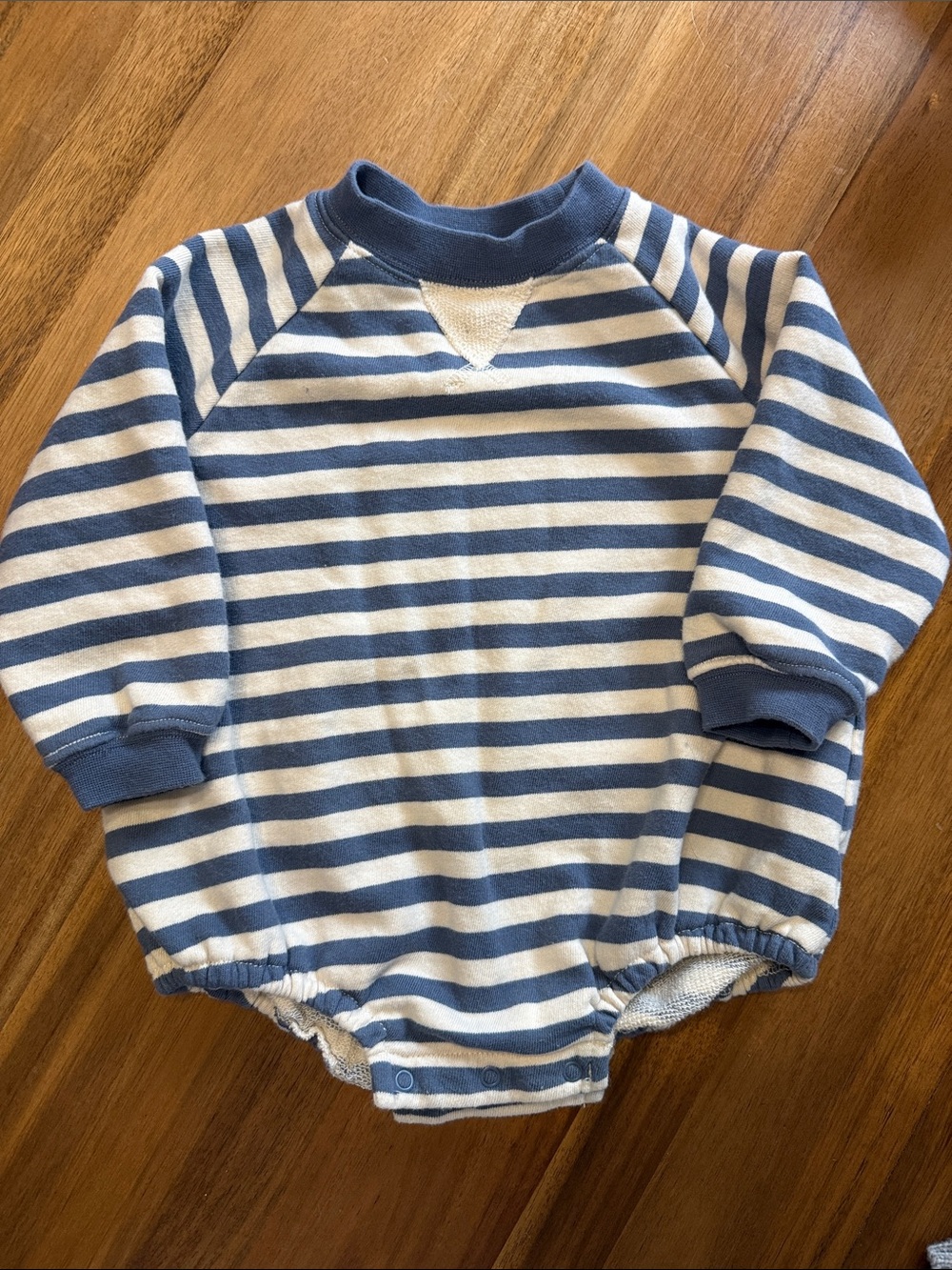 Riley & Cru Striped Blue & White Baby One-Piece Romper